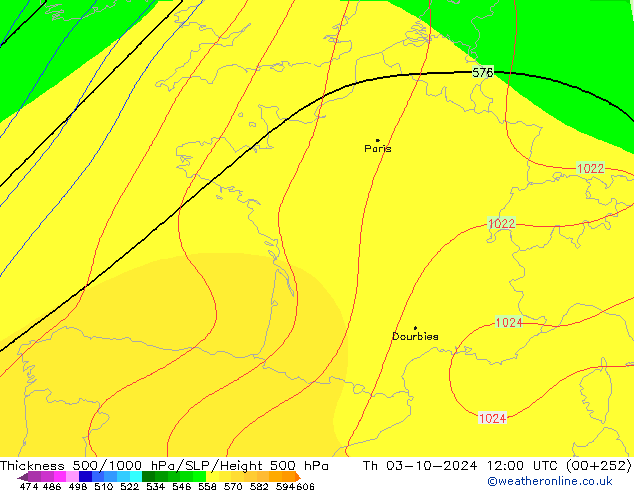 Thck 500-1000hPa CFS  03.10.2024 12 UTC