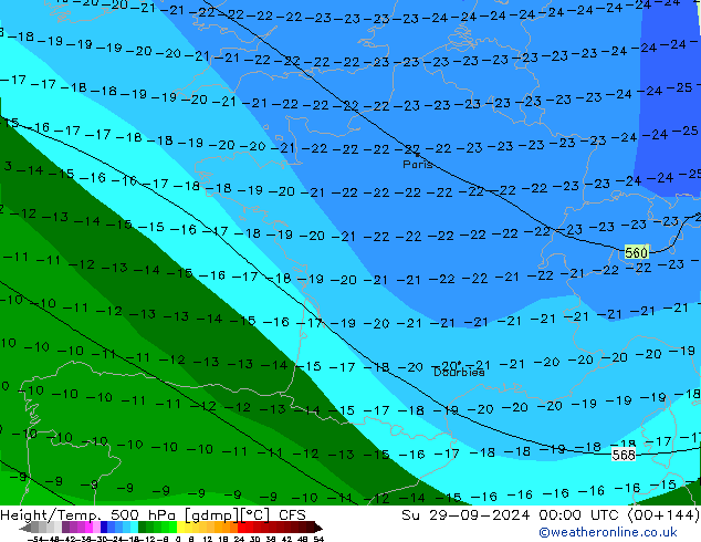 Height/Temp. 500 hPa CFS So 29.09.2024 00 UTC