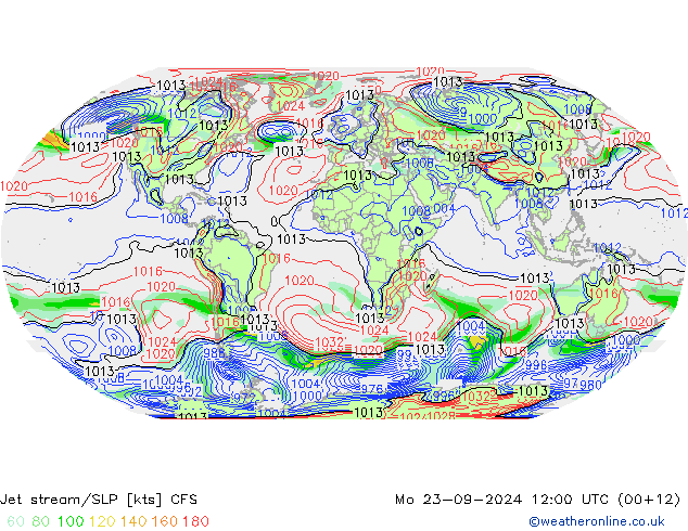 Jet stream/SLP CFS Mo 23.09.2024 12 UTC