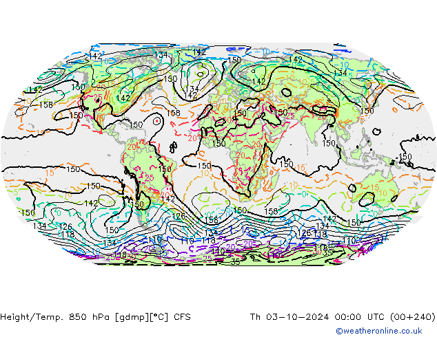 Geop./Temp. 850 hPa CFS jue 03.10.2024 00 UTC