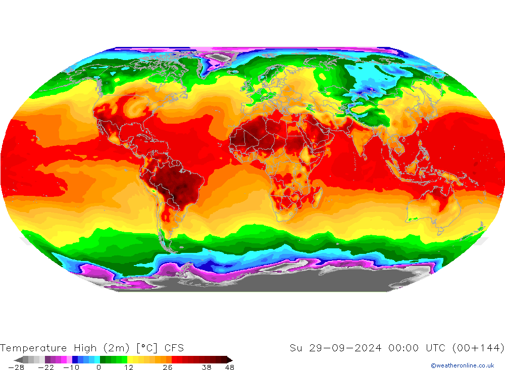 Nejvyšší teplota (2m) CFS Ne 29.09.2024 00 UTC