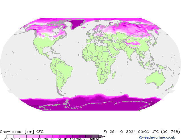 Snow accu. CFS Fr 25.10.2024 00 UTC