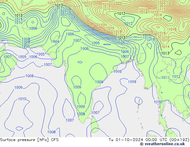 Atmosférický tlak CFS Út 01.10.2024 00 UTC