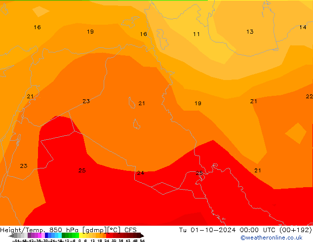 Height/Temp. 850 hPa CFS Ter 01.10.2024 00 UTC