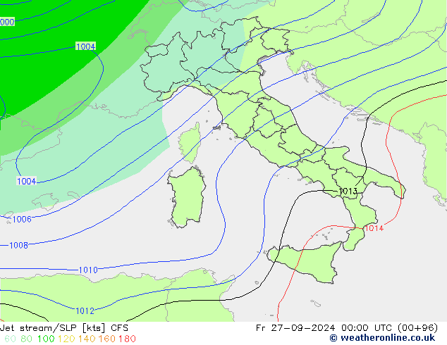 Jet stream/SLP CFS Pá 27.09.2024 00 UTC