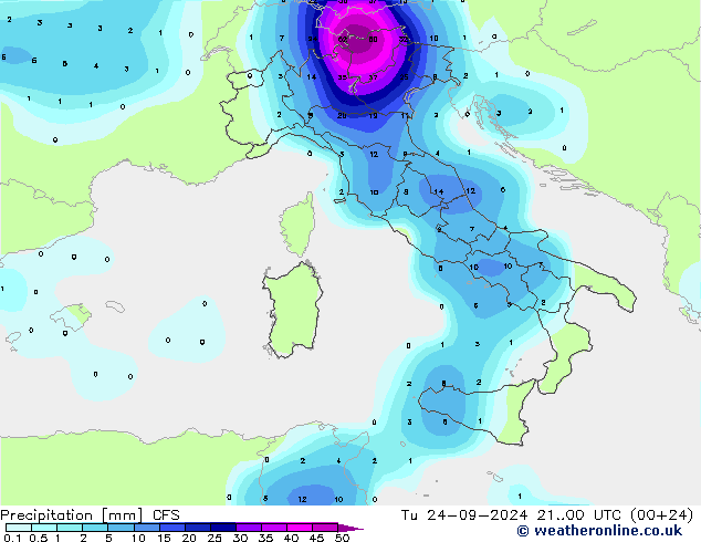 Précipitation CFS mar 24.09.2024 00 UTC