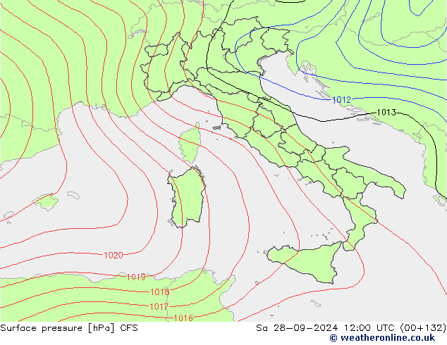 Pressione al suolo CFS sab 28.09.2024 12 UTC