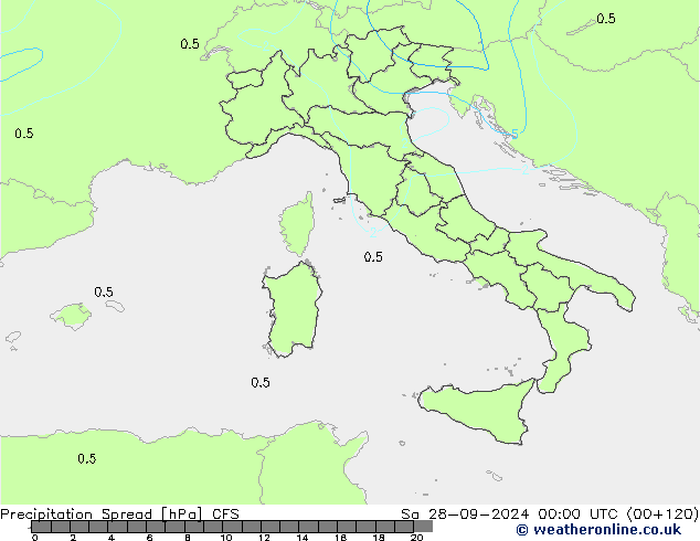 precipitação Spread CFS Sáb 28.09.2024 00 UTC