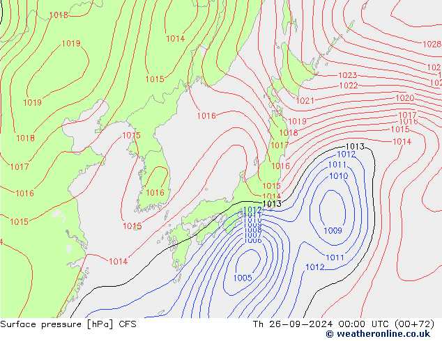 Atmosférický tlak CFS Čt 26.09.2024 00 UTC