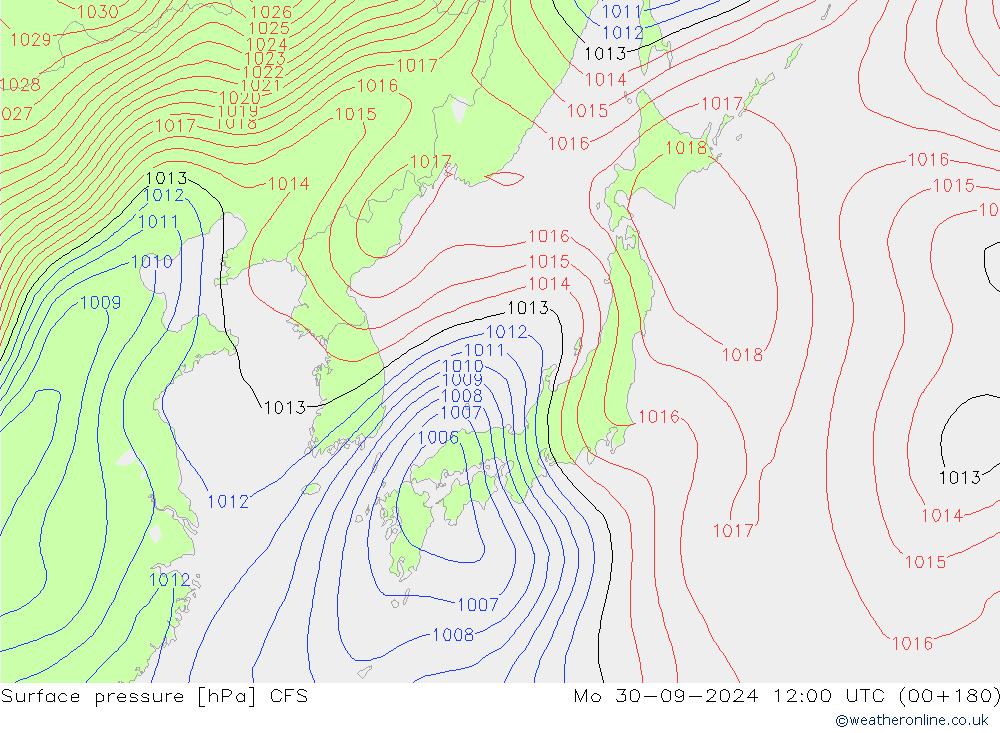 Presión superficial CFS lun 30.09.2024 12 UTC