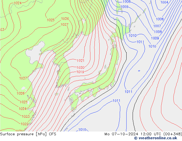 Atmosférický tlak CFS Po 07.10.2024 12 UTC