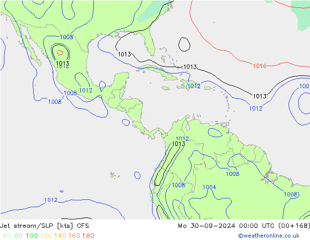 джет/приземное давление CFS пн 30.09.2024 00 UTC