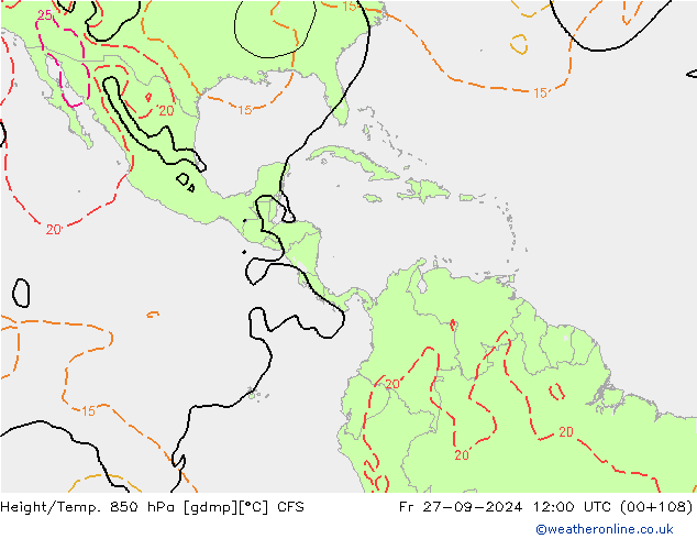 Height/Temp. 850 hPa CFS Sex 27.09.2024 12 UTC