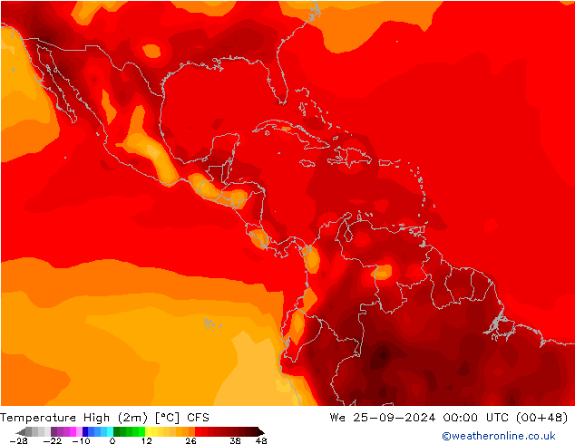 Temperature High (2m) CFS We 25.09.2024 00 UTC