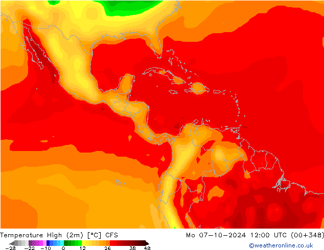 temperatura máx. (2m) CFS Seg 07.10.2024 12 UTC