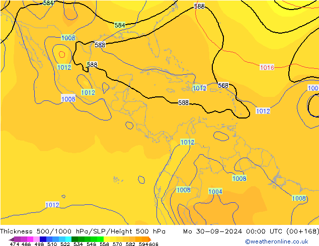 Thck 500-1000гПа CFS пн 30.09.2024 00 UTC