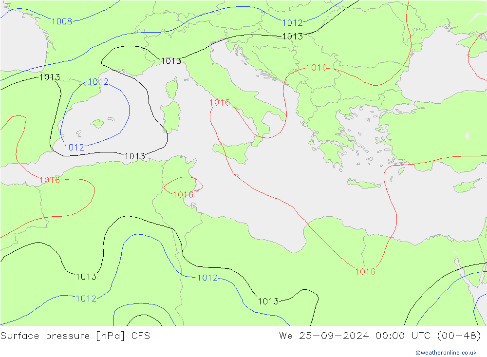 Surface pressure CFS We 25.09.2024 00 UTC