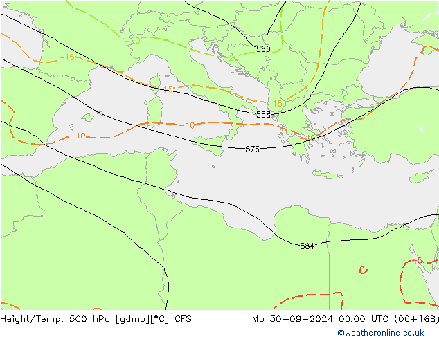 Height/Temp. 500 hPa CFS pon. 30.09.2024 00 UTC