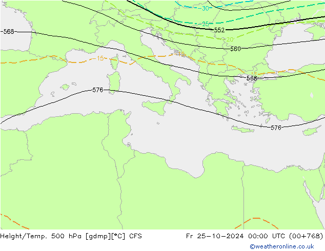 Geop./Temp. 500 hPa CFS vie 25.10.2024 00 UTC