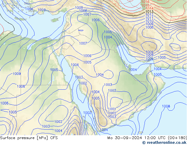 Presión superficial CFS lun 30.09.2024 12 UTC