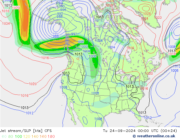 Jet stream/SLP CFS Tu 24.09.2024 00 UTC