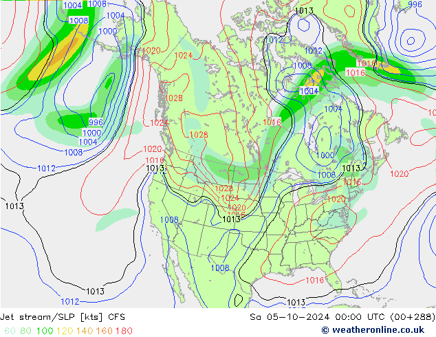 Jet stream/SLP CFS Sa 05.10.2024 00 UTC