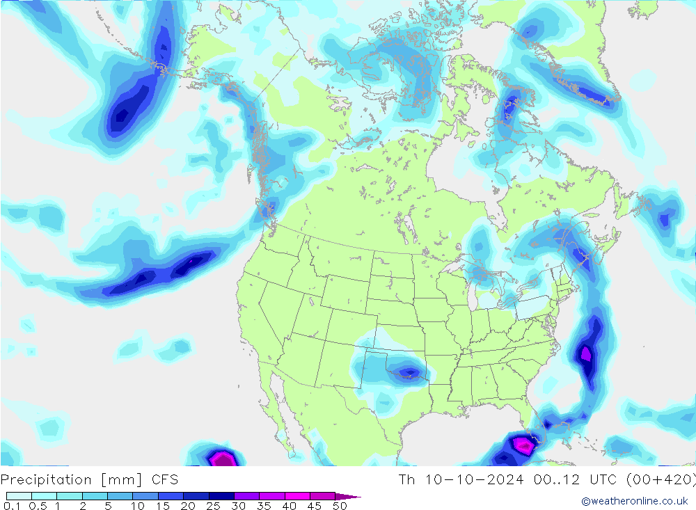 Precipitation CFS Th 10.10.2024 12 UTC