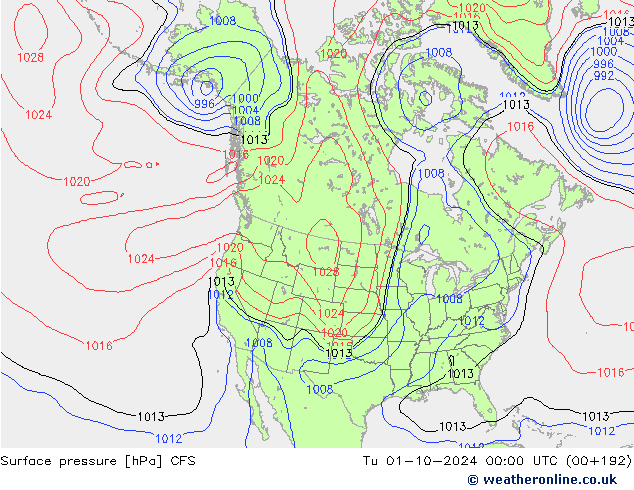 Luchtdruk (Grond) CFS di 01.10.2024 00 UTC