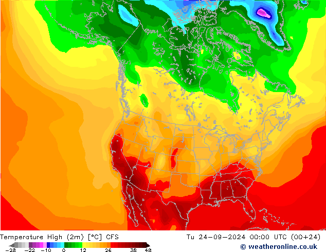 Temperature High (2m) CFS Tu 24.09.2024 00 UTC