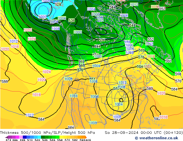 500-1000 hPa Kalınlığı CFS Cts 28.09.2024 00 UTC