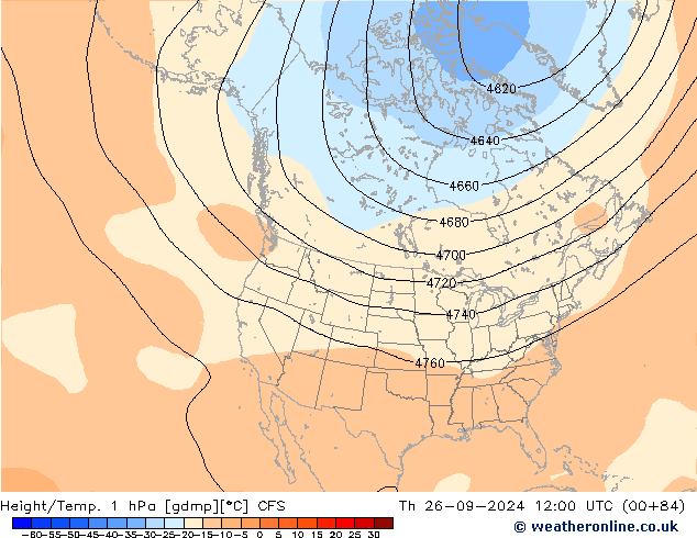 Height/Temp. 1 гПа CFS чт 26.09.2024 12 UTC