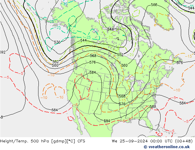 Height/Temp. 500 hPa CFS We 25.09.2024 00 UTC