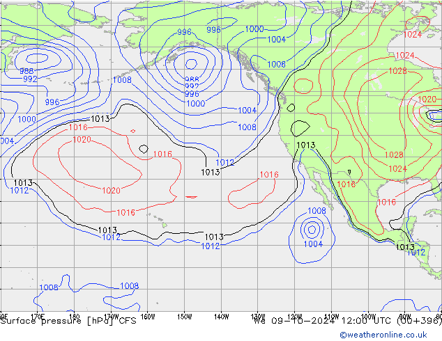 Surface pressure CFS We 09.10.2024 12 UTC