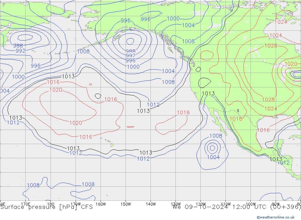 Yer basıncı CFS Çar 09.10.2024 12 UTC