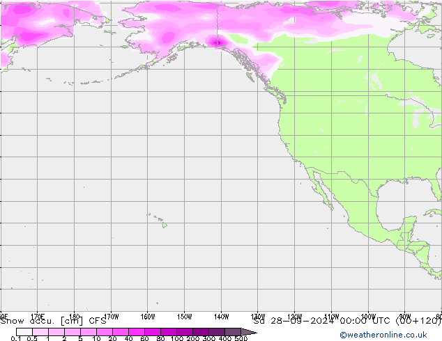 Totale sneeuw CFS za 28.09.2024 00 UTC