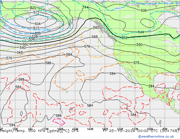 Yükseklik/Sıc. 500 hPa CFS Cu 25.10.2024 00 UTC