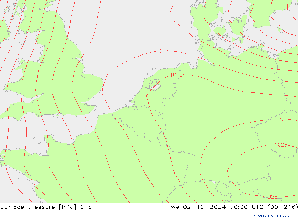 Surface pressure CFS We 02.10.2024 00 UTC