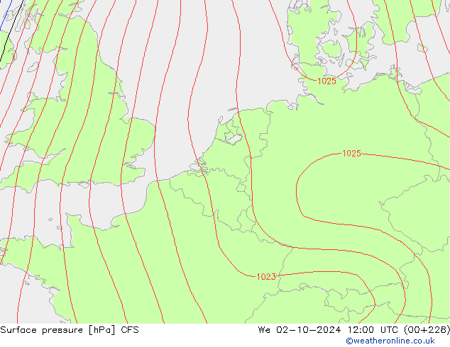 Surface pressure CFS We 02.10.2024 12 UTC