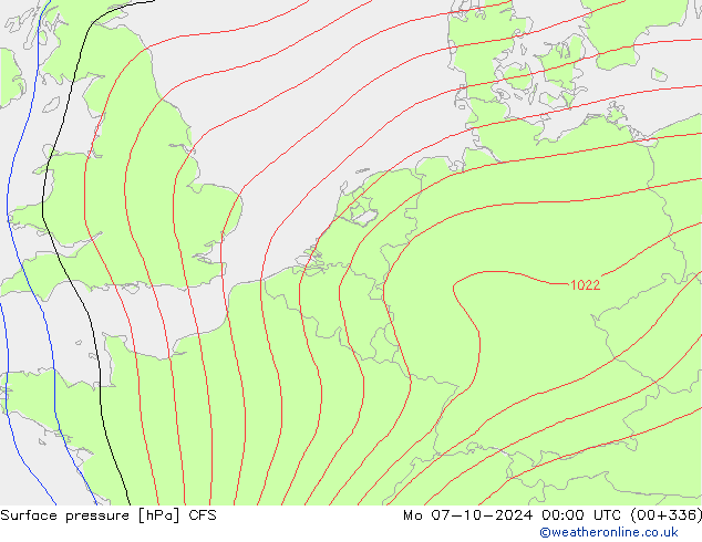 Atmosférický tlak CFS Po 07.10.2024 00 UTC