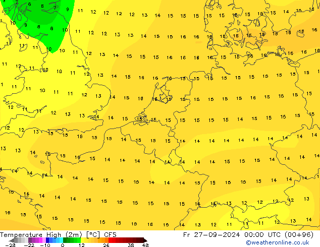 temperatura máx. (2m) CFS Sex 27.09.2024 00 UTC