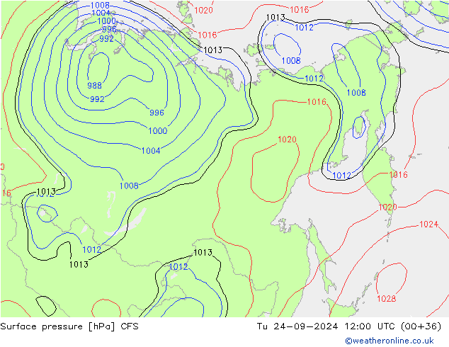 Luchtdruk (Grond) CFS di 24.09.2024 12 UTC