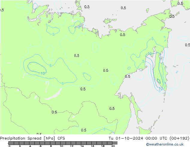 Neerslag Spread CFS di 01.10.2024 00 UTC