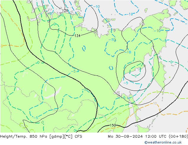 Geop./Temp. 850 hPa CFS lun 30.09.2024 12 UTC