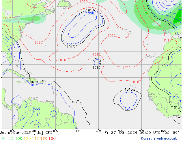 Jet stream/SLP CFS Fr 27.09.2024 00 UTC