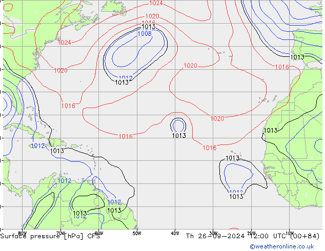 Atmosférický tlak CFS Čt 26.09.2024 12 UTC