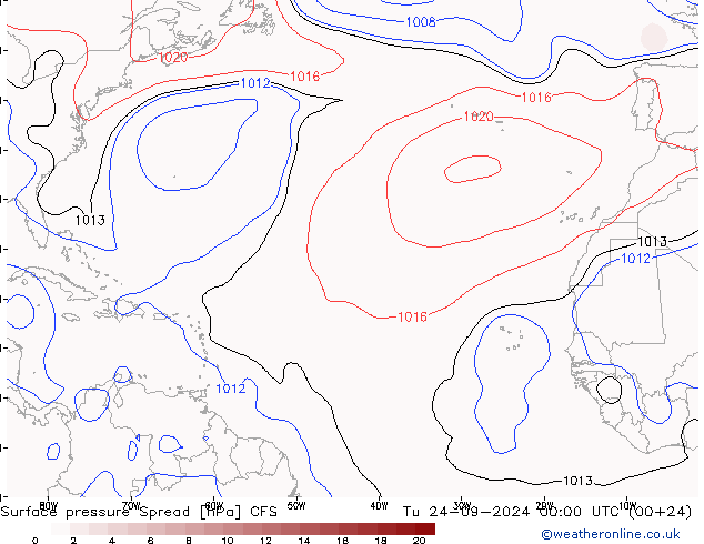 приземное давление Spread CFS вт 24.09.2024 00 UTC