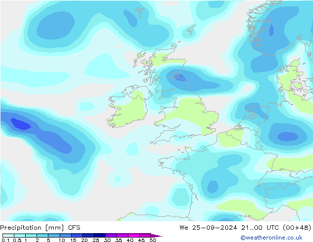 Neerslag CFS wo 25.09.2024 00 UTC