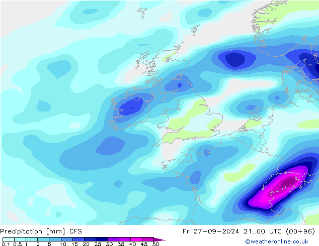 Precipitación CFS vie 27.09.2024 00 UTC