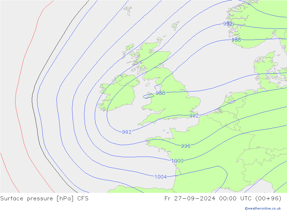 Surface pressure CFS Fr 27.09.2024 00 UTC