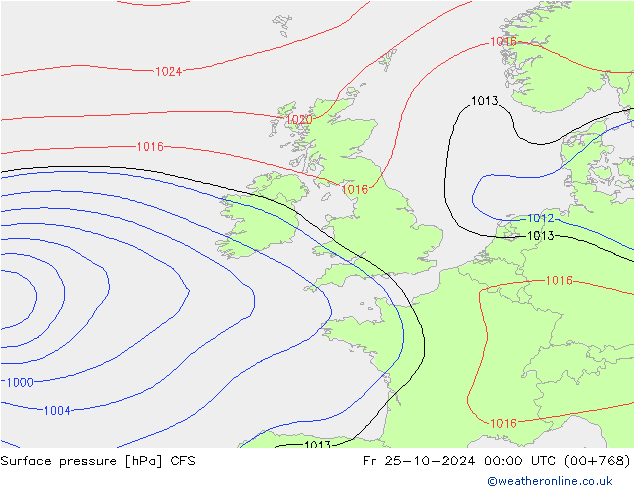 Surface pressure CFS Fr 25.10.2024 00 UTC